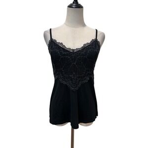 Women's Black Lace Camisole Tank Top Sz S Sliver Lingerie Style Romantic Whimsy